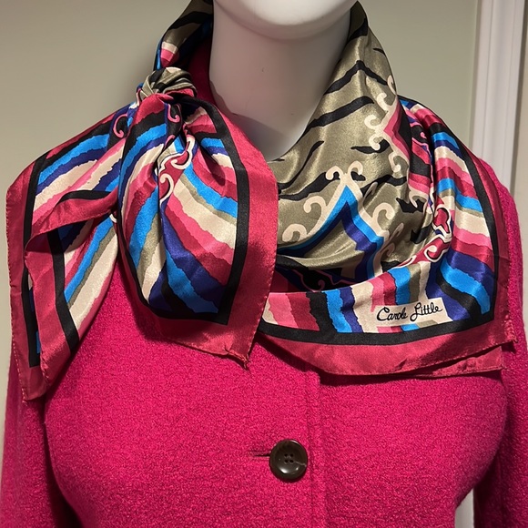 Land’s End Single-Breasted Wool Magenta bouclé Pea-Coat 4 Buttons & Collar - Picture 2 of 15